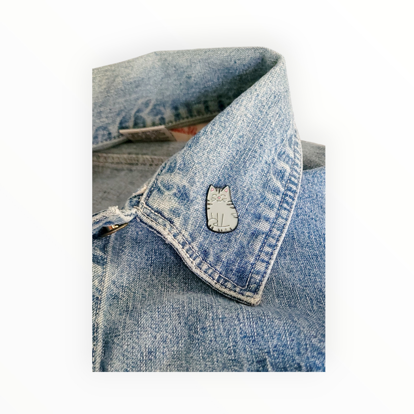 Grey Cat Enamel Pin