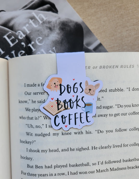 Dogs Books Coffee Magnetic Bookmark