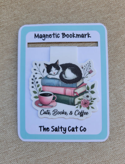 Cats Book Coffee Magnetic Bookmark