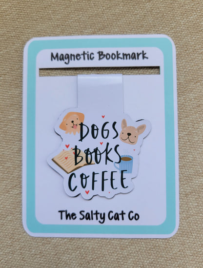 Dogs Books Coffee Magnetic Bookmark