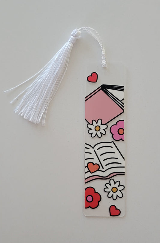 Books & Flowers Cute Acrylic Bookmark