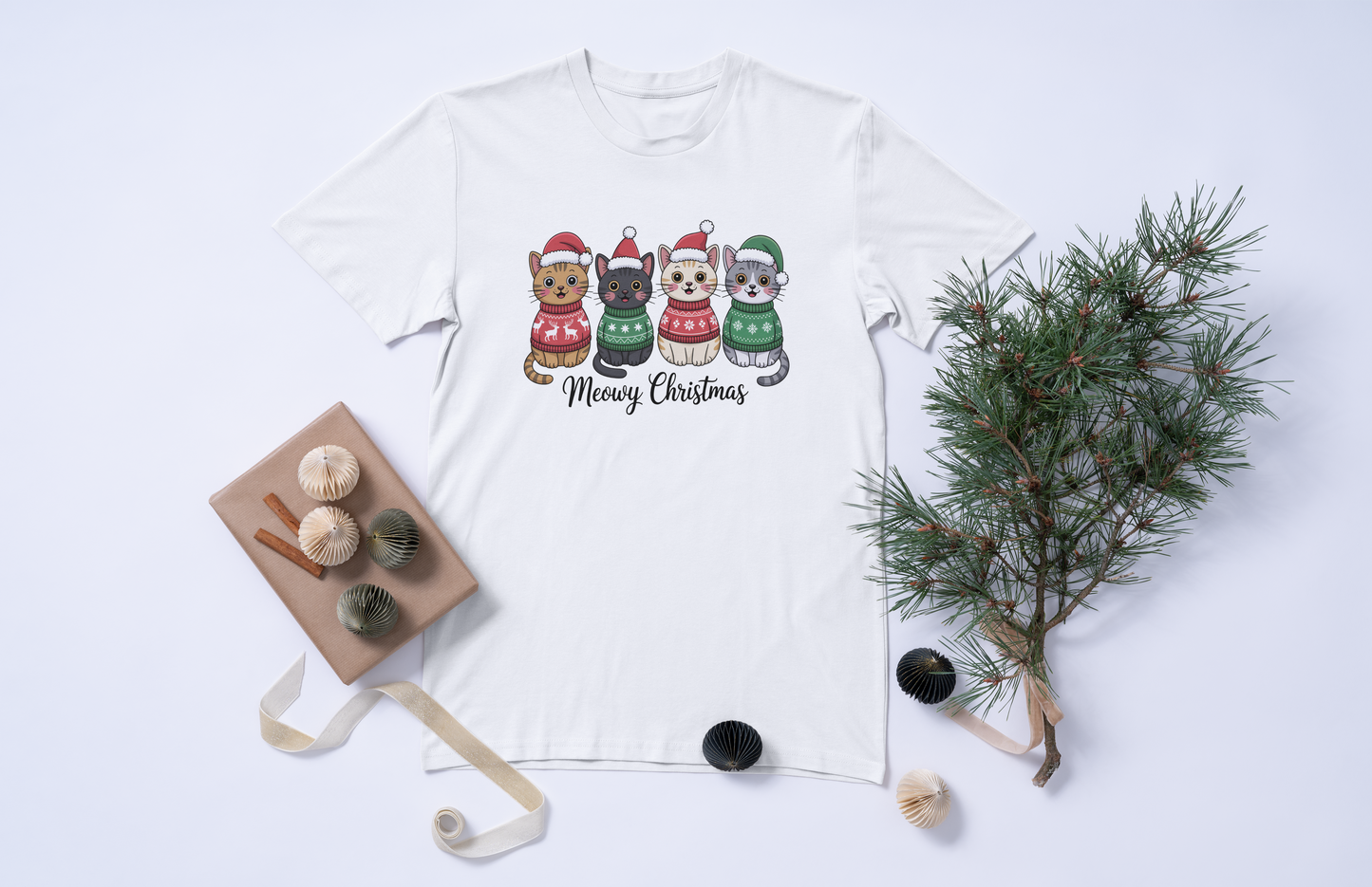 Meowy Christmas Cats Sweatshirt or T-Shirt