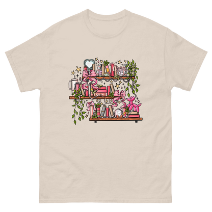 Pink Coquette Bookshelf Short Sleeve Unisex T-Shirt