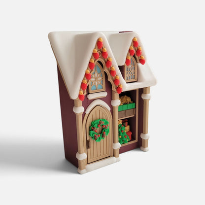 Christmas house fidget clicker by The Salty Cat Co, a cream and burgundy piece with six smooth clicking mechanisms.