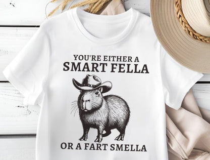 Smart Fella Capybara Funny T-Shirt or Crewneck