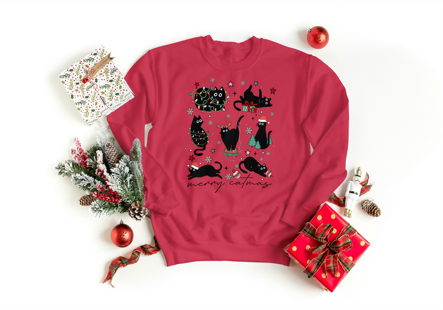 Merry Catmas Silly Cats Sweatshirt
