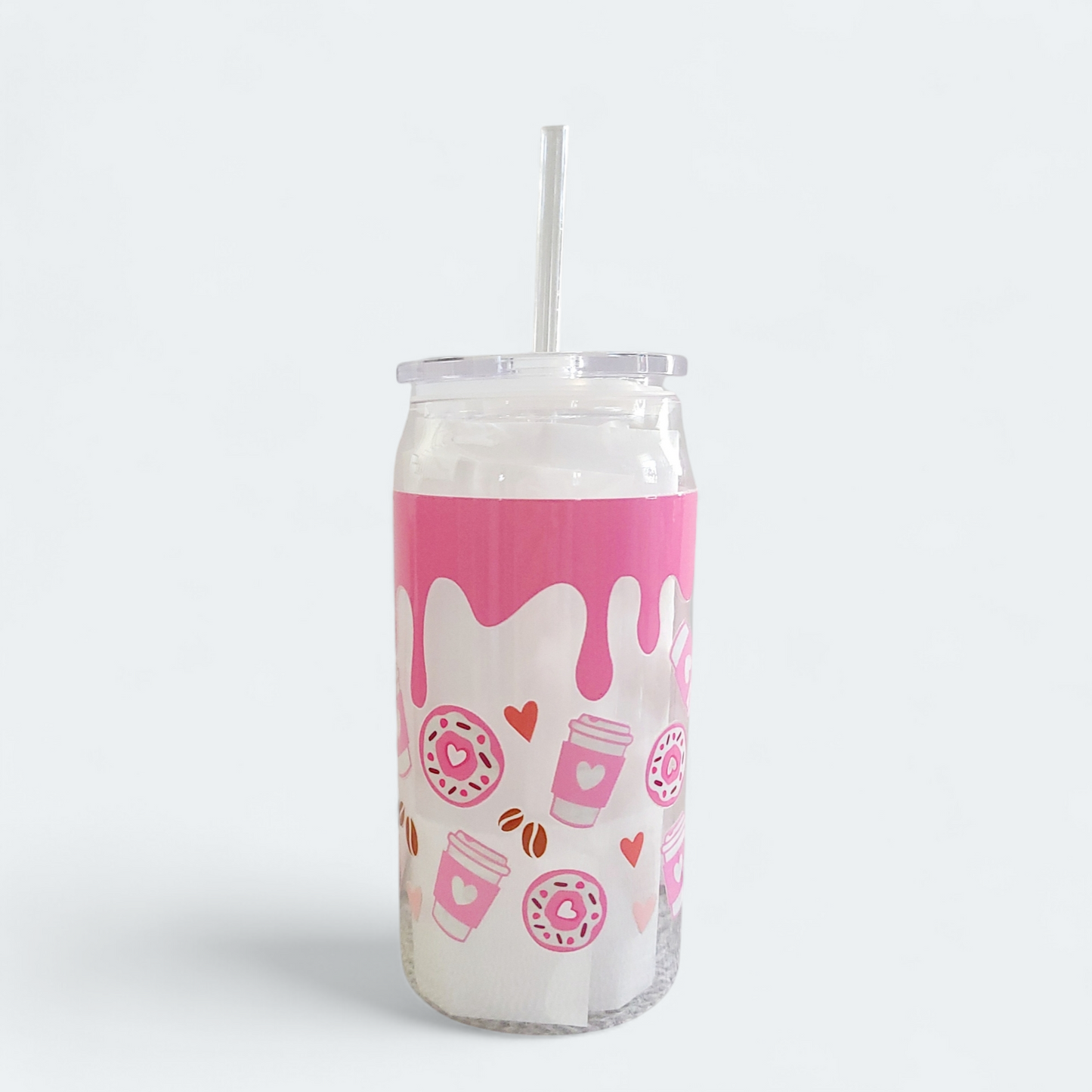 Pink Coffee and Donuts 16 Oz Acrylic Cup