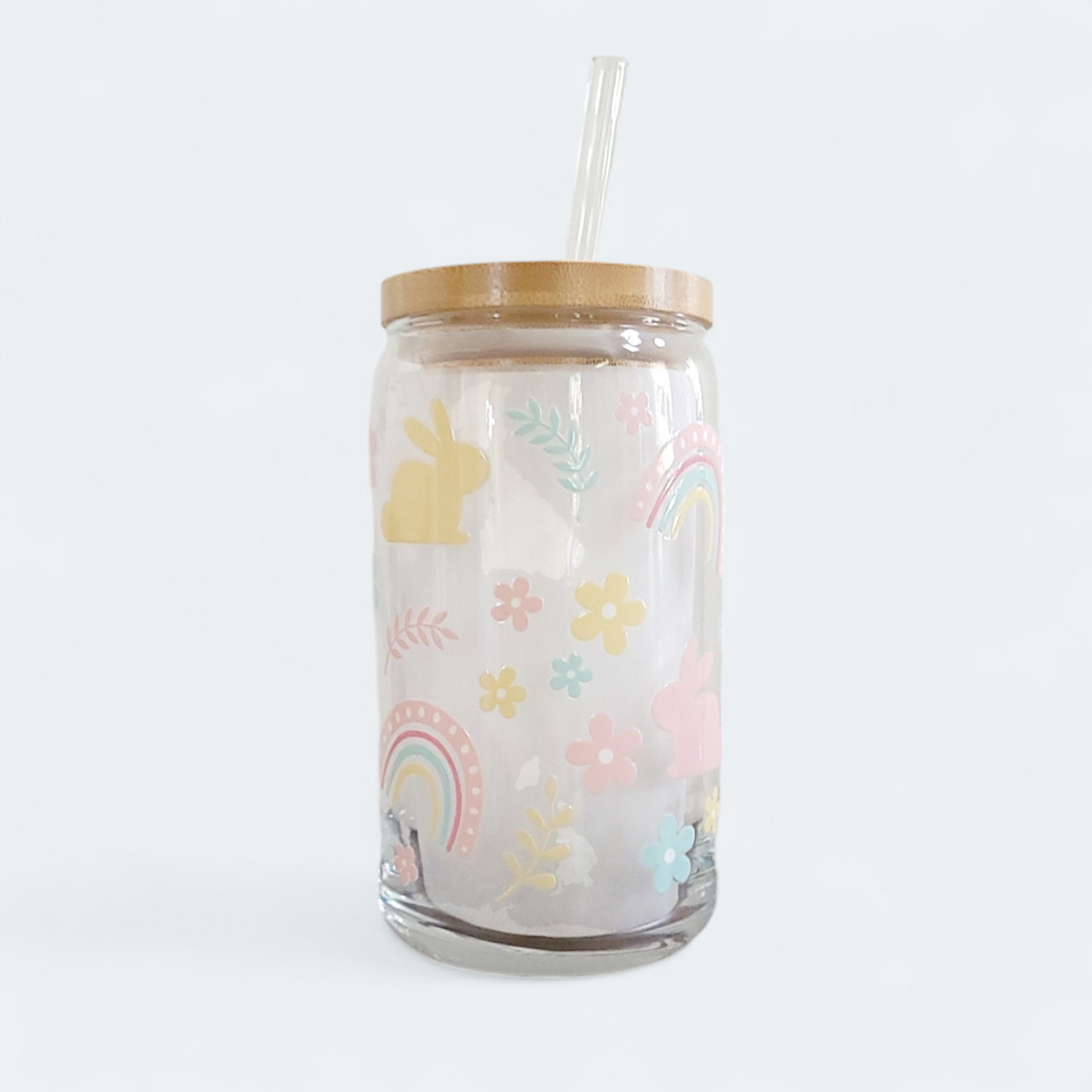 Bunnies & Rainbows 16 oz Glass Cup