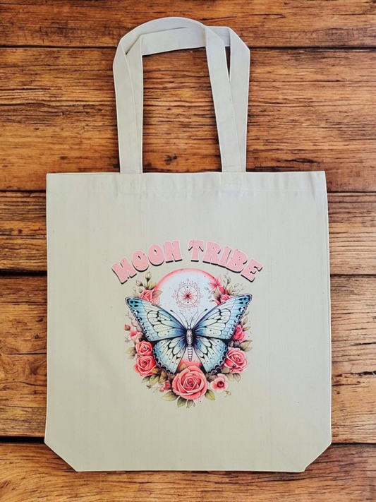 Retro Moon Tribe Butterfly Tote Bag