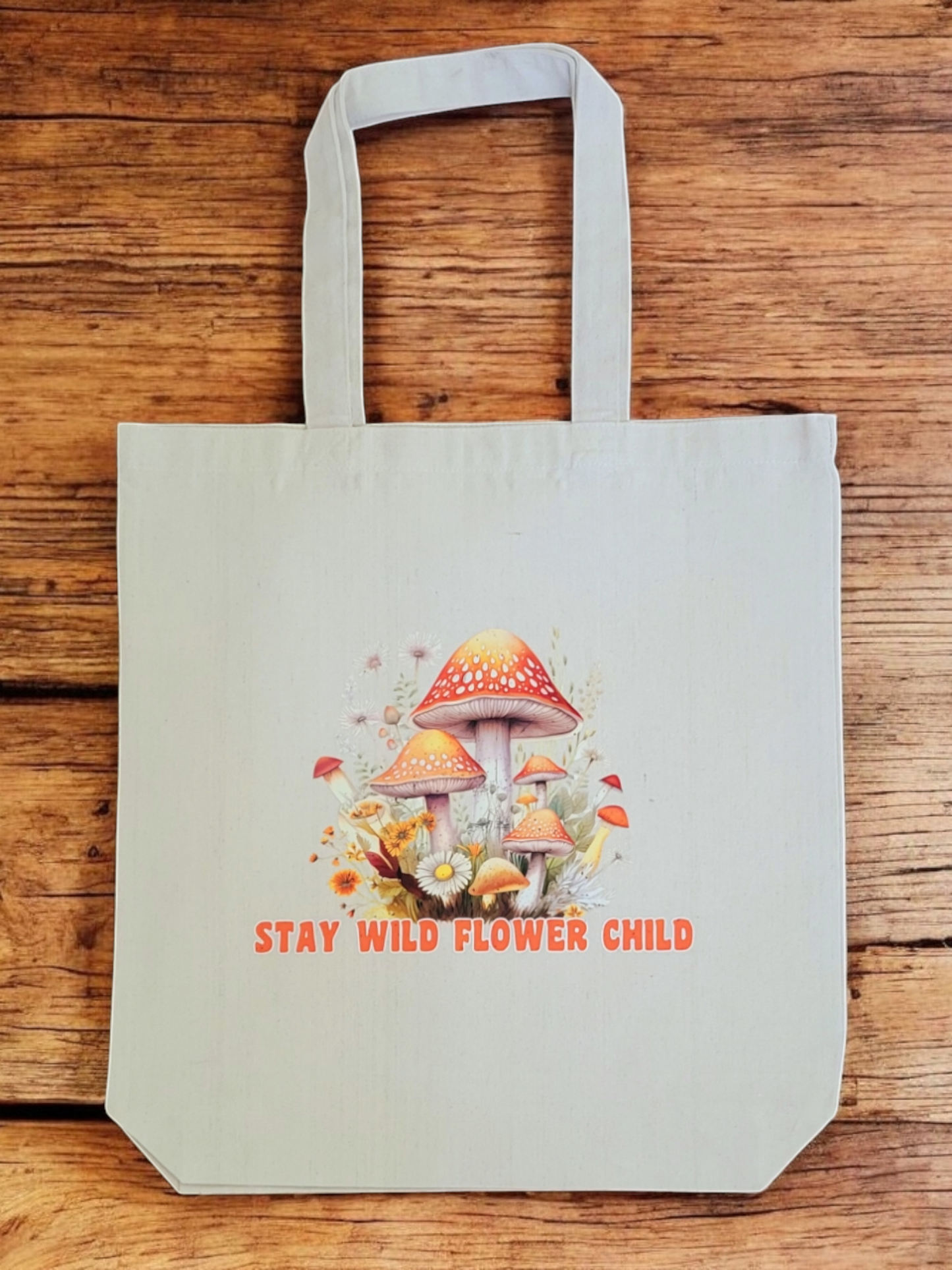 Groovy Stay Wild Flower Child Mushroom Tote Bag