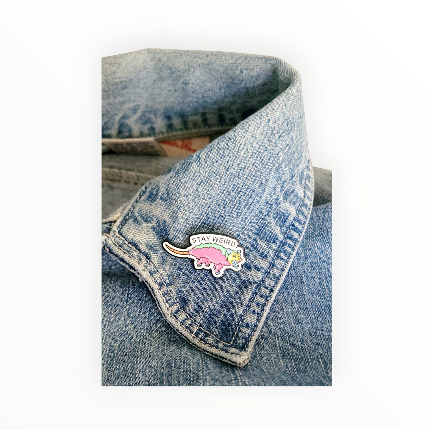 Possum Stay Weird Colorful Enamel Pin