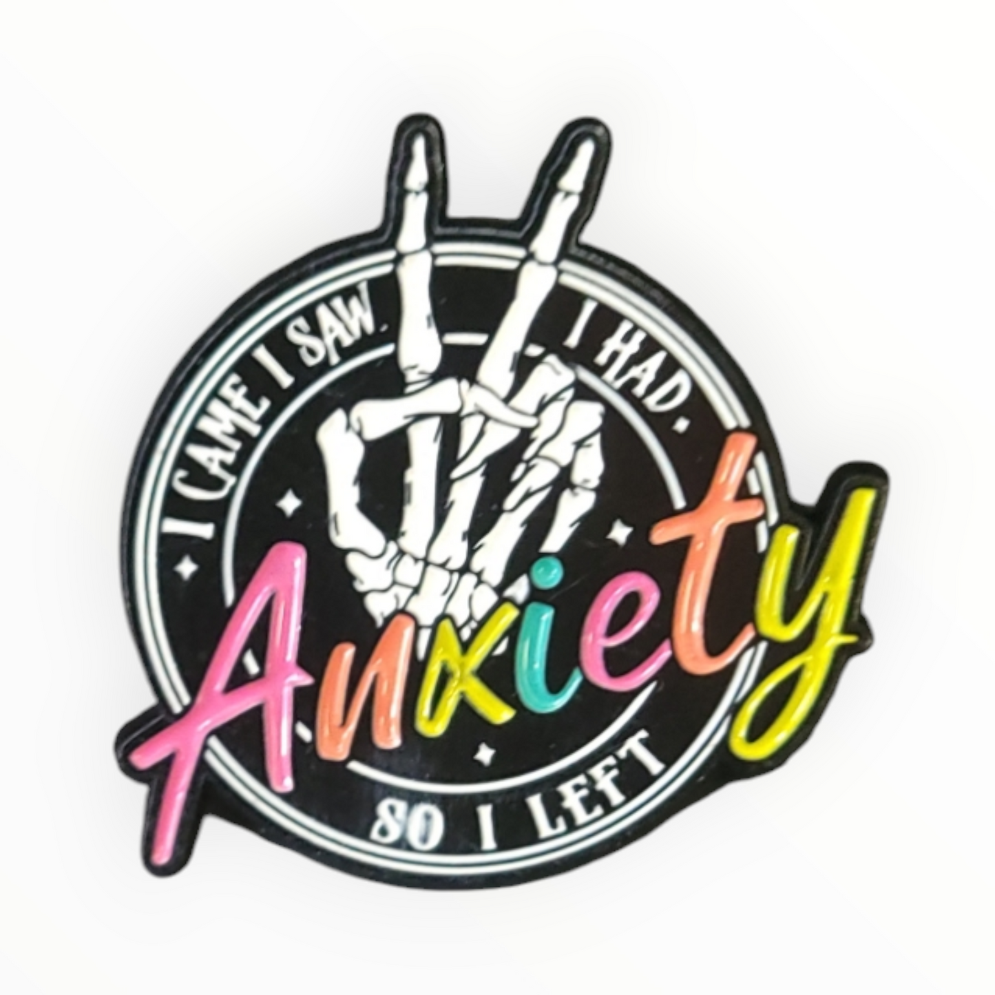 I Came, I Saw, I Had Anxiety so I Left Peace Sign Enamel Pin