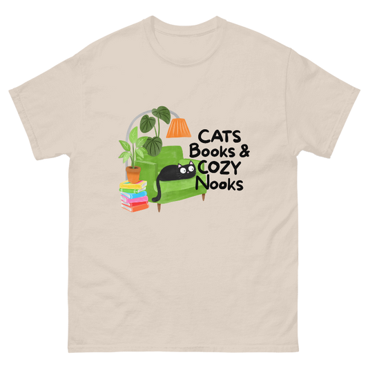Cat, Books, & Cozy Nooks Short Sleeve Unisex T-Shirt