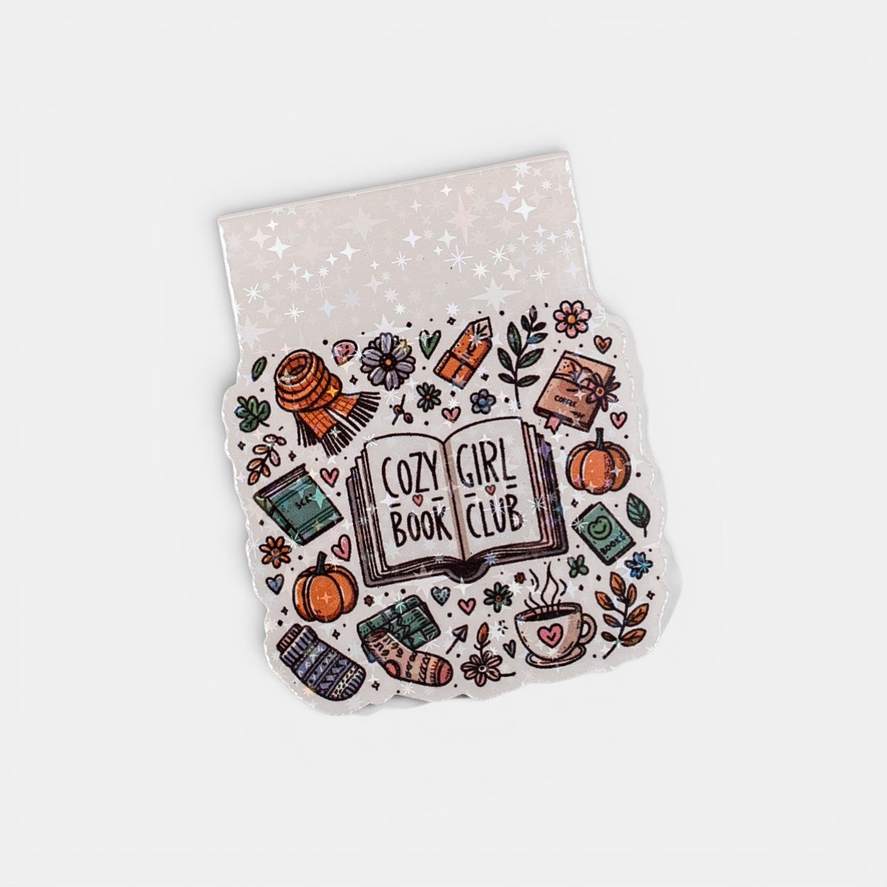 Decorative bookmark with 'Cozy Girl Book Club' design on a white background
