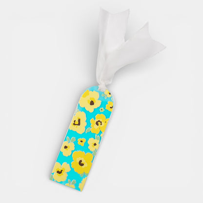 Floral-patterned holographic bookmark on a white background